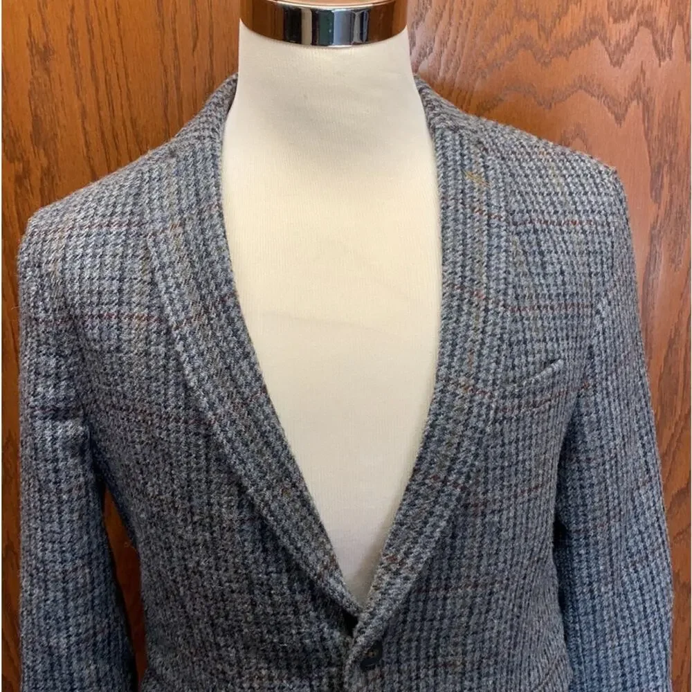 ZARA Man Tweed Blazer Elbow Patch Gray Sport Coat | Size 44 - Picture 2 of 6